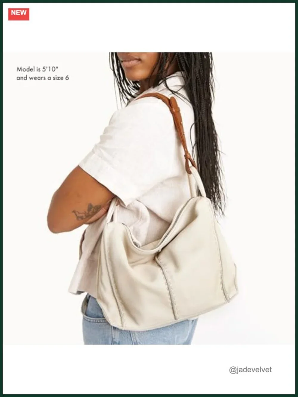 Large Hobo Purse - Premium Cowhide Leather Handbag with Zipper Pocket